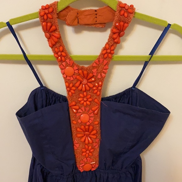 Judith March Navy Blue Beaded Halter Dress, Small Final Price - Picture 2 of 6